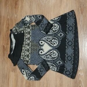 (S) Papa Vancover Paisley Print Sweater Cozy Cottagecore Cabin Nordic Abstract